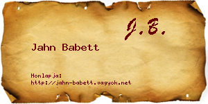 Jahn Babett névjegykártya